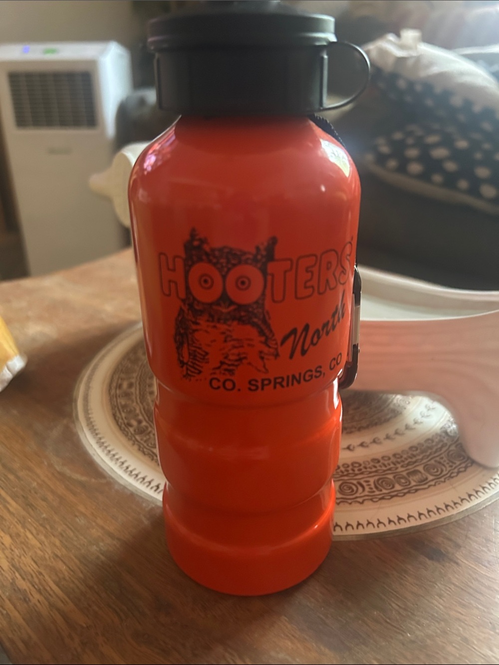 Hooters Orange Insulated Bottle with Black Lid